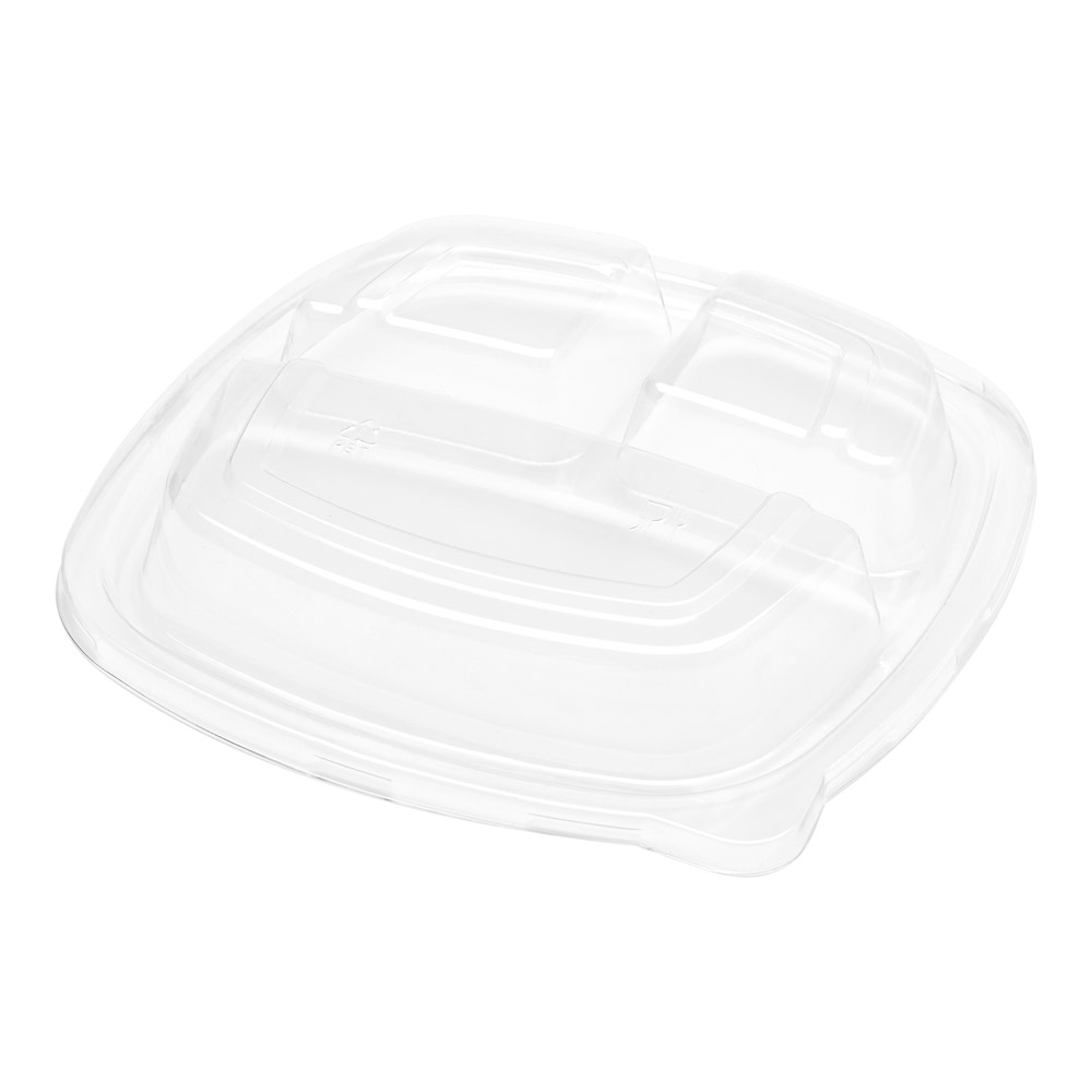 Pulp Tek Square Clear Plastic Dome Lid - Fits 3 Compartment Bagasse Salad Plate - 100 count box - image 1 of 1
