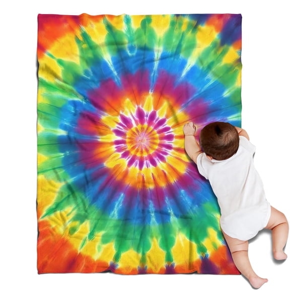 Colorful Rainbow Tie Dye Spiral Pattern Blanket,Comfortable Soft Flannel Throw Blanket,All Season,Warm Lightweight Blankets for Sofa Bed Couch Living Room Chair,30"x40"
