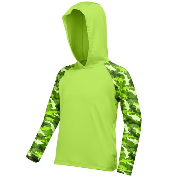 Sudadera con capucha Rash Guard DRONIRING para niños UPF 50+, color verde lima
