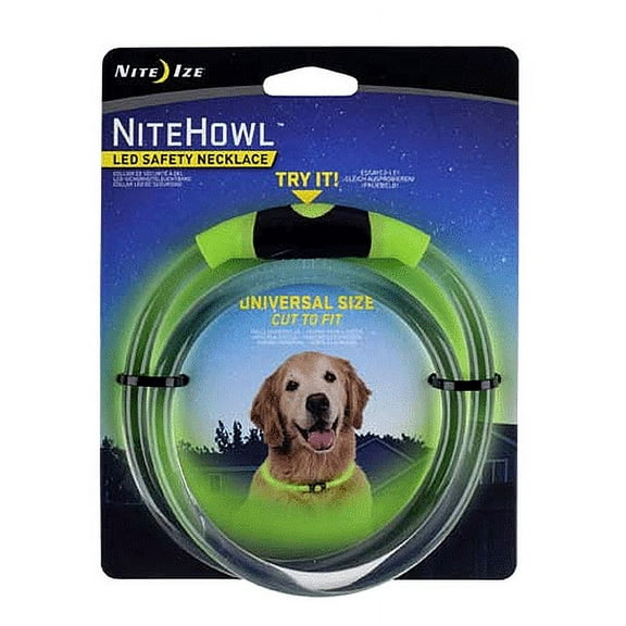 Nite Howl Light Up Dog Collars Nighttime Safety Glow Flash 12" - 27" Pick Color (Green)