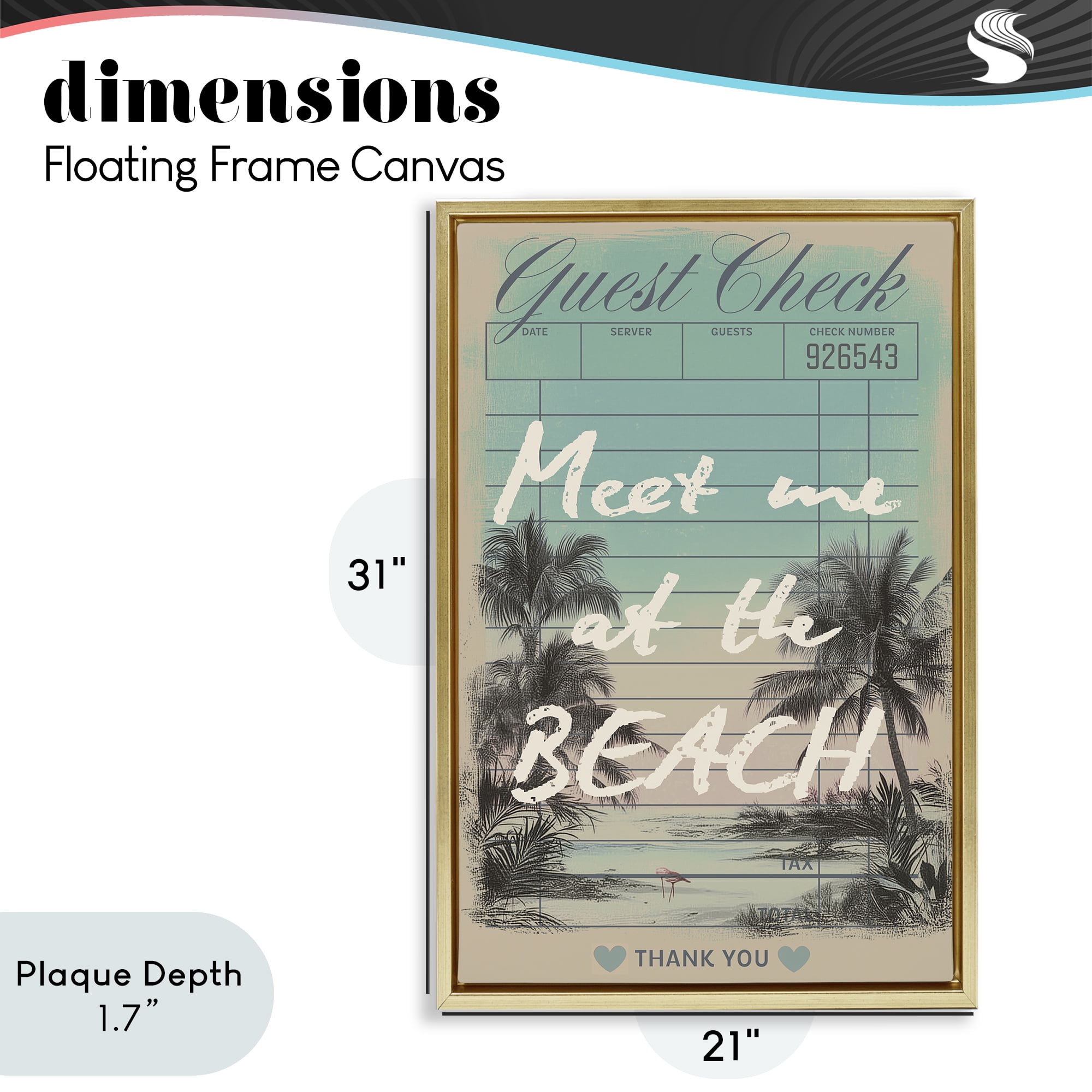 Stupell Industries Meet Me At Beach Check Gold Framed Floater Canvas Wall Art, design by Annabelle Hall