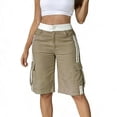 thumbnail image 2 of Hvogkswy Cargo Shorts Women, Elastic Button Zipper Waist Straight Leg Shorts with Multi Pockets Soft Loose Summer Casual Cargo Shorts, 2 of 6