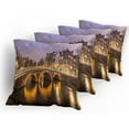 thumbnail image 5 of Ambesonne Landscape Throw Pillow Cover 4 Pack, Old Bridge European, 16", Amber Lilac, 5 of 7