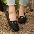 thumbnail image 2 of Women's Classic Comfortable Leather Penny Loafers Casual Slip On Lightweight Walking Flats Driving Moc Toe Boat Shoes Black Size 7, 2 of 5