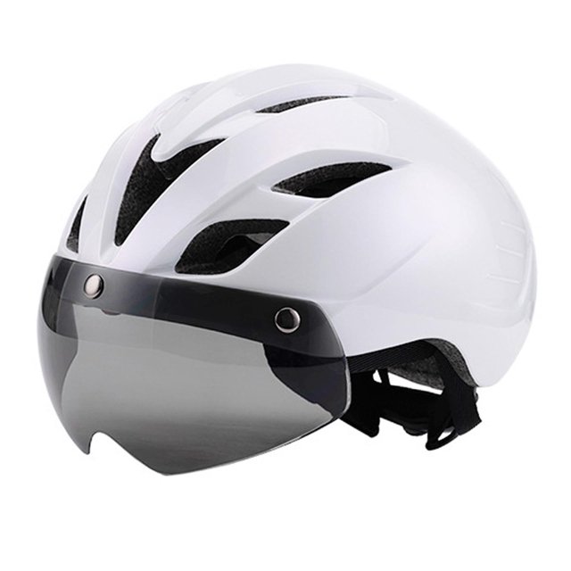 Casco de bicicleta con visera protectora extraíble y cómodo, resistente a los golpes. Blanco