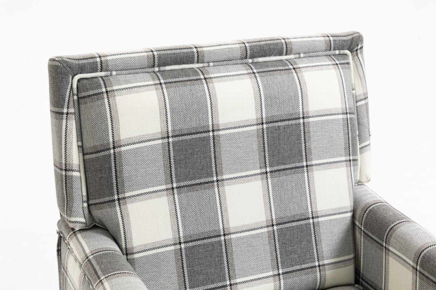 Upholstered Accent Chair with Nailhead Trim, Vintage Striped Linen Armchair, High-Density Foam Reading Chair with Solid Wood Legs for Living Room, Bedroom, Home Office, Antique Grey
