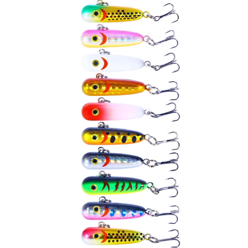 HENGJIA Fishing Lures for Bass, 10PCS Pencil Plopper Bass Lures Sinking Minnow Lure Hard Baits Freshwater or Saltwater