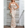 thumbnail image 5 of Women'S Summer Floral Bodycon Maxi Dress Spaghetti Strap Sleeveless Bohemian Maxi Dress White Pink Rose M, 5 of 8