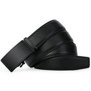 Sendefn Mens Leather Belt Automatic Ratchet Buckle Slide Belt for Dress Casual Trim to Fit with Gift Box(A-black-31,28 to 46 WAIST ADJUSTABLE)