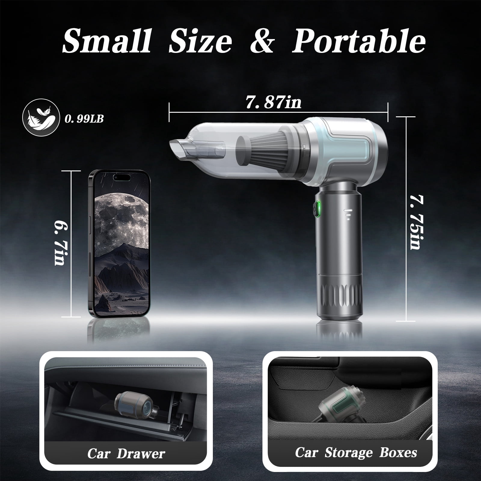 Ecoflick 7-in-1 Car Vacuum Cleaner Portable, 16000PA, Mini Vacuum Cleaner Cordless for Car, Home, Office