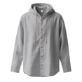 thumbnail image 7 of DHFJKG 2 Piece Sets Mens Hoodies Linen Loose Fit Long Sleeve Button Front Shirt Pullover Wide Leg Pants Lightweight Casual Versatile Outfit, 7 of 7