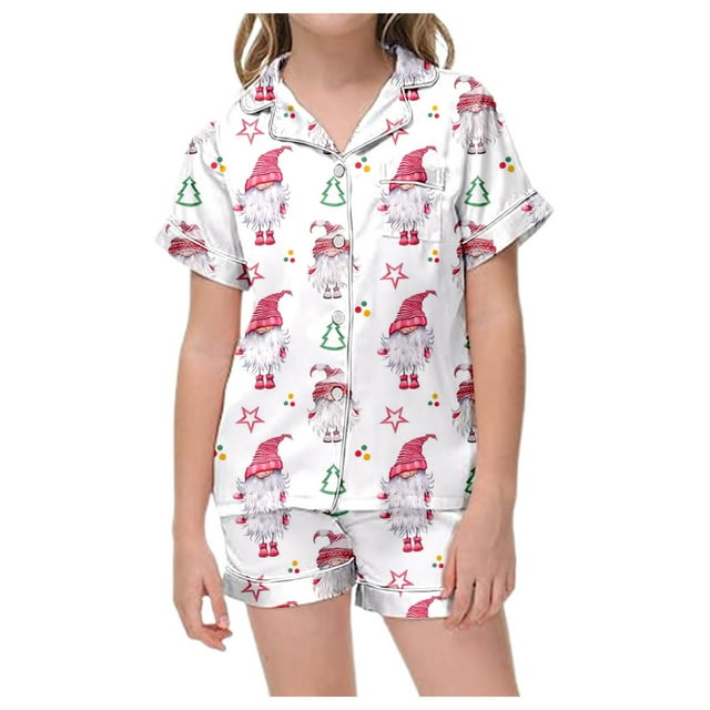 WEAIXIMIUNG Pyjama Mignon Ensemble Chemise et Pantalon pour Enfants 2024 avec Poches