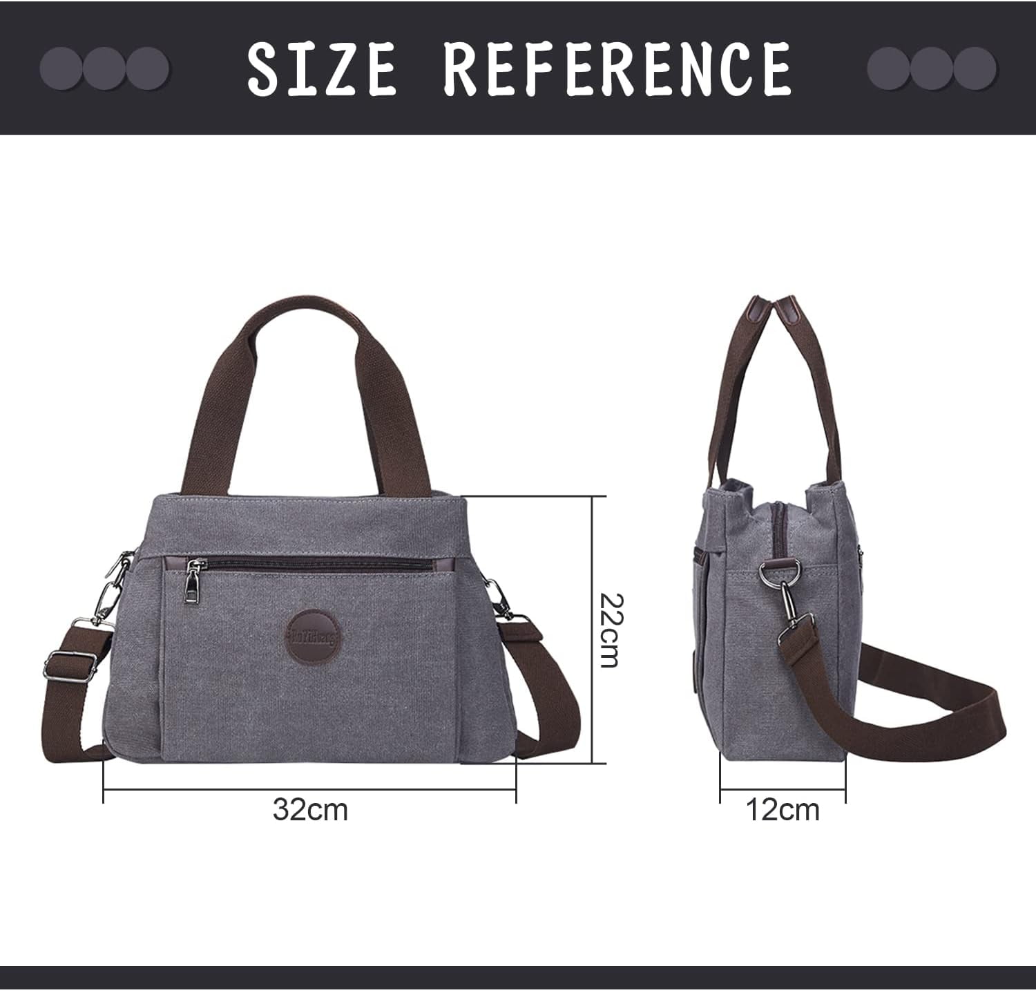 Women's Vintage Canvas Hobo Handbags Work Shoulder Crossbody Bag Tote Purses Multi-pocket Handbags