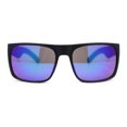thumbnail image 2 of Mens Color Mirror Rectangular Sport Horn Rim Shark Fin Arm Sunglasses Matte Black - Teal Mirror, 2 of 4