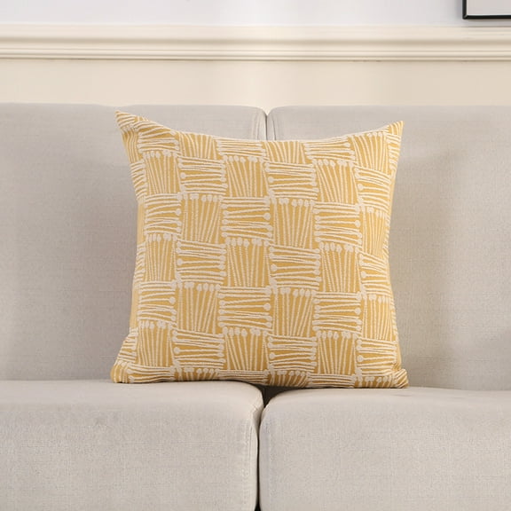 1pcs 18 inches Simple Modern Throw Pillow，Nordic Style Cushion Decorative Pillow for Couch,Sofa,Bedroom，Yellow Geometry - Small Square