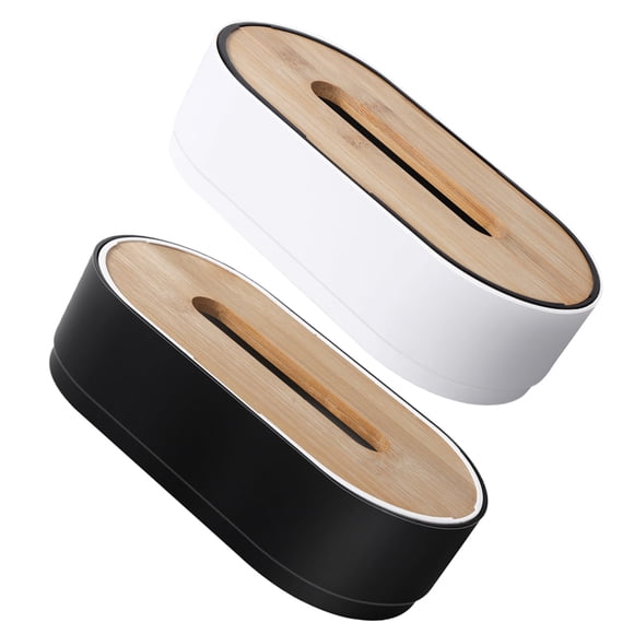 USHOBE 2pcs Japanese Bamboo Tissue Box for Covered Storage Rustic Design Café Use