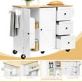 thumbnail image 3 of ZZBIQS Kitchen Island Cart on Wheels with  Cabinet & Drawer & 2 Adjustable Shelves, Rolling Kitchen Storage Cabinet with Wine Rack, White, 3 of 9
