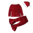 thumbnail image 5 of Uccdo 3Pcs Girls Christmas Clothes Set Kids Long Sleeve Velvet Top+Flare Pant+Hat Xmas Santa Suit, 2-8T, 5 of 8