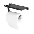 thumbnail image 2 of Portarrollos de papel higiénico de aluminio con estante para teléfono incorporado, accesorio de baño montado en la pared, diseño espacial negro, 2 of 8