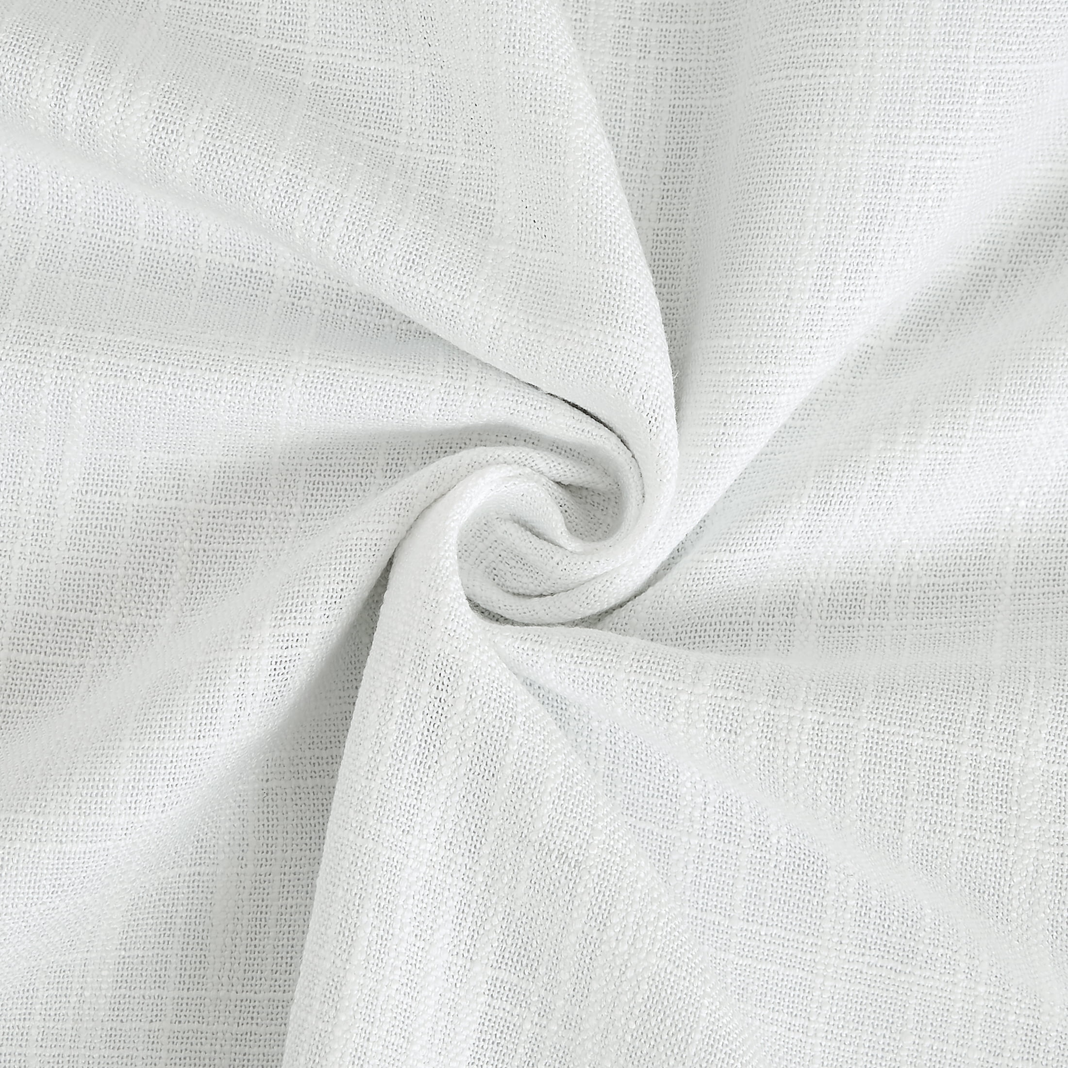 Uptown Home White Solid Heavy Linen Textured Blackout Curtain for Bedroom Living Room Office, Grommet, 50"x63"x2