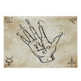 thumbnail image 1 of Occult Cutting Board, Hand Sketch with Spell Signs on Grunge Medieval Retro Themed Art, Decorative Tempered Glass Cutting and Serving Board, Large Size, Black and Tan, by Ambesonne, 1 of 1