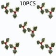 thumbnail image 6 of 10 Pcs Artificial Holly Berries, 5.12 inch Faux Berries Holly Leaves, Fake Berries with Green Leaves Christmas Tree Wreath Decor and Gift Box Warp, 6 of 7
