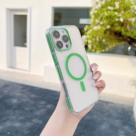 Allytechgroup Clear Case for iPhone 17, Slim Phone Shell Anti Yellow Support Wireless Charging Military Grade Drop Protection Magnetic Back Cover for iPhone 17, Green