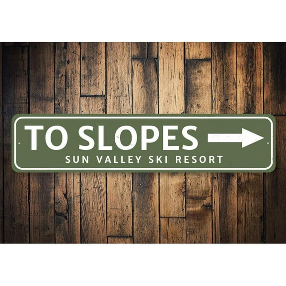 To Slopes Ski Resort Novelty Sign, Metal Wall Decor - 4x18 inches