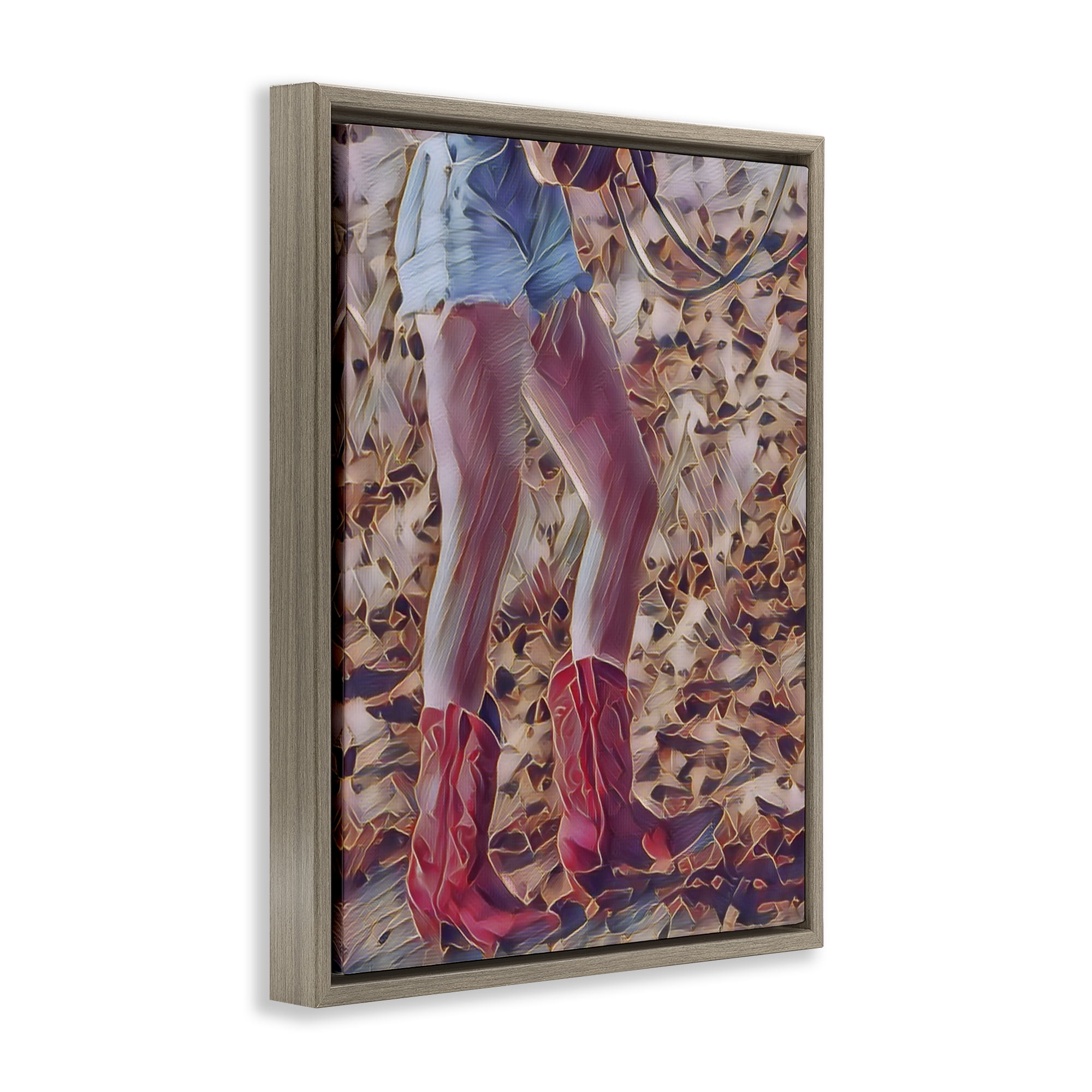 Rancher Gal Cowgirl Brown Framed Floater Canvas Wall Art, design by Jesse Keith