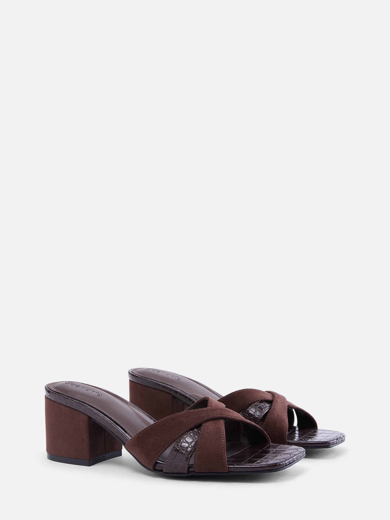 Scenario Women's Faux Croc Block Heel Sandals