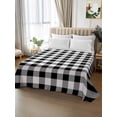 thumbnail image 2 of Black and White Plaid King Size Flat Sheet, Wrinkleproof & Fadeproof Cooling Flat Bed Sheet Only, Farmhouse Checkered Buffalo Breathable Soft Bedding Top Sheets 105 x 98 Inches, 2 of 8