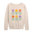 thumbnail image 3 of Instant Message - Retro Flower Grid - Women's Lightweight French Terry Long Sleeve Shirt, 3 of 6