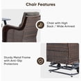 thumbnail image 5 of PARKWELL Outdoor Wicker Glider Chairs Set with Center Table, 2 Cushioned Patio Glider Chairs on Sliding Base, Smooth Forward and Back Gliding Motion for Porch, Deck, Backyard, Brown/Gray, 5 of 11