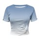 thumbnail image 3 of Gibobby Playera de Manga Corta con Cuello Redondo Camiseta informal para mujer, camiseta con cuello redondo y estampado degradado, camiseta informal manga corta con(Azul,M), 3 of 4