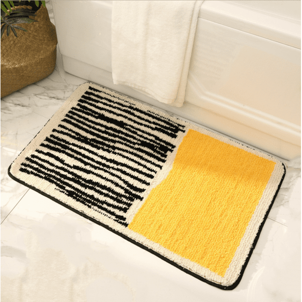 Alfombra de baño, Alfombra de baño Antideslizante, Alfombra de baño súper Suave, Lavable a máquina, Alfombra de baño Absorbente de Microfibra Amarilla (45 * 70 cm) Sailing Electrónica