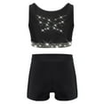 thumbnail image 2 of SiiRoh Girls Shiny Rhinestones Shorts Set Active Crop Tank Top Gymnastics Dance Sports Outfit Black 10, 2 of 7