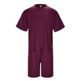thumbnail image 3 of Yindaity Mens 2 Piece Outfits Casual T Shirts Short Sets Summer Tracksuits and Athletic Matching Set with Pockets Red,XL, 3 of 5