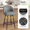 thumbnail image 4 of Fijinhom 26" Counter Height Bar Stools Set of 4, PU Leather Swivel Bar Chairs with High Back and Metal Legs, Gray, 4 of 9