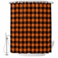 thumbnail image 2 of Black Orange Plaid Waterproof Fabric Shower Curtain,Farmhouse Buffalo Check Gingham Waterproof Fabric Shower Curtain for Bathroom Curtains Bathtubs Hotel Shower Curtains with 12 Hooks Small 36x72in, 2 of 8