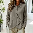 thumbnail image 3 of Tqcoqu Women's Waffle Knit Button Down Shirt,Point Collar Long Sleeve Asymmetric Irregular Hem Loose Casual Blouse Tops,2026 Fall Winter Trendy Clothes,Khaki Women's S-XXL, 3 of 8