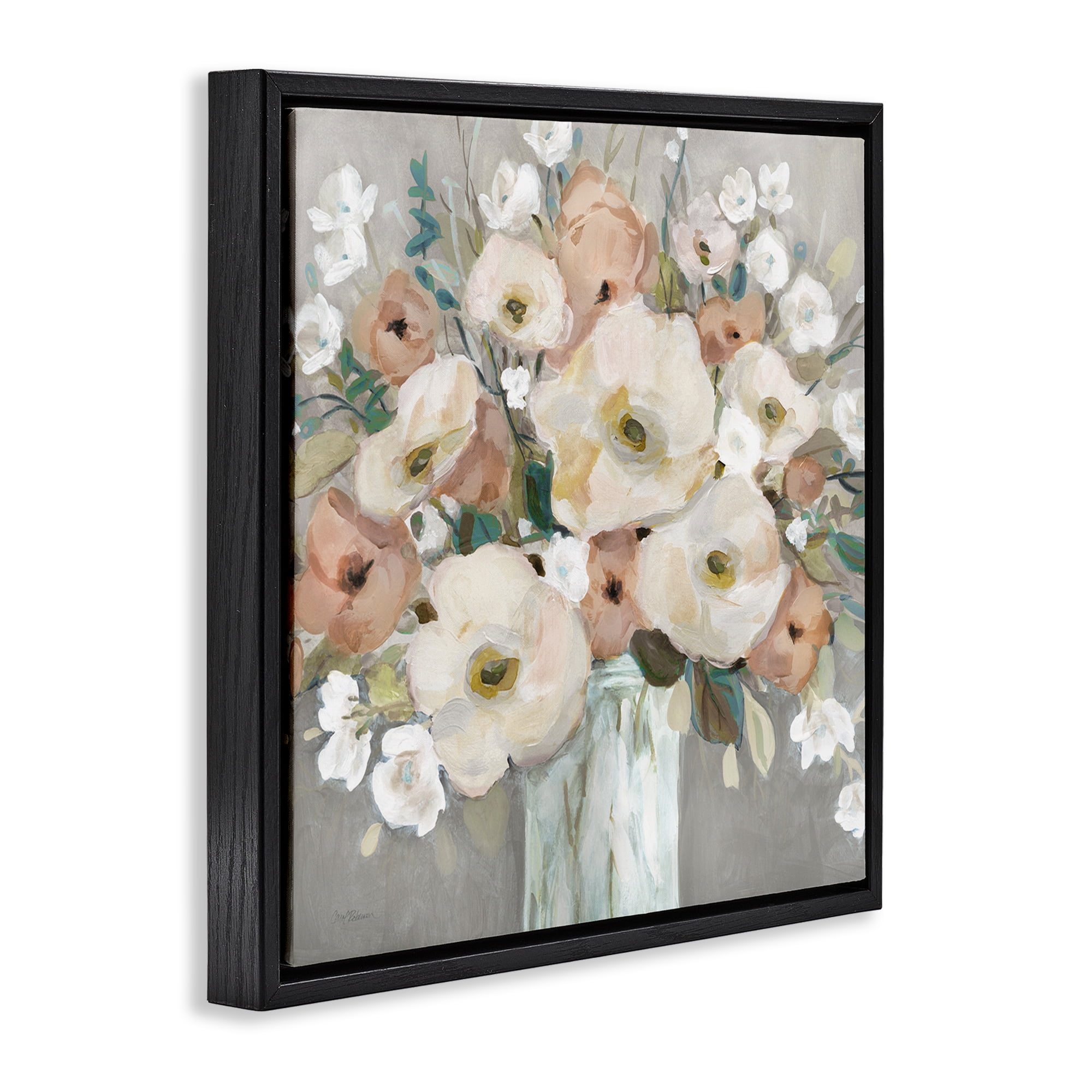 Stupell Industries Bouquet of Pastels Botanical & Floral Painting Black Floater Framed Art Print Wall Art, 18 x 18