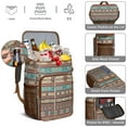 thumbnail image 4 of Plaid Stripes Symmetrical Cooler Backpack - 20L Insulated Leakproof Bag, Rustic Style Nordic, 4 of 6
