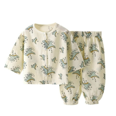 

OAUP Infant Toddler Outfit Sets Childrens Thin Double Cotton Cute Comfy Long Sleeve Knickerbockers Home Set Fall Thermal Casual Trendy Outfit 6M-7Y