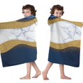 thumbnail image 4 of Blue Marble Gold Wave Pattern Hooded Bath Towel，50"x30" for Ages 3 To 12 Kids, Quick Dry Lightweight Soft Microfiber Hood Beach Towel Cover Up for Kids, 4 of 7