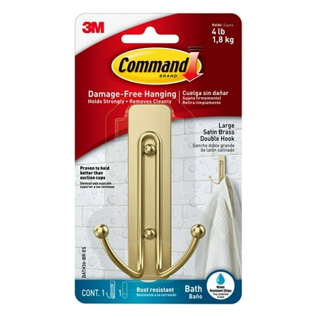 

Command Bath Large Satin Brass Hook Bathroom Organization