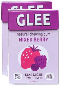 Glee Gum All Natural Mixed Berry Gum, Non GMO Project Verified, Eco Friendly, 16 Piece Box Pack of 2