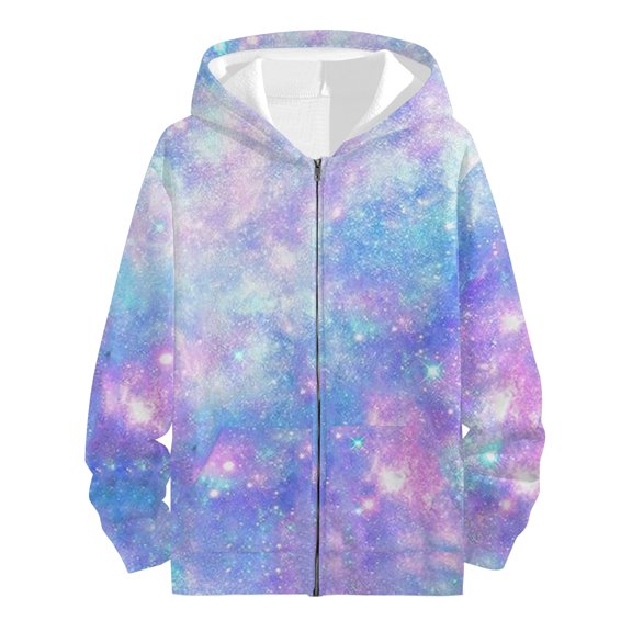 Siilsaa Girls Zip Up Hoodies Kids 38D Cool Casual Hooded Sweatshirts Hoody with Pockets Purple,5-6 Years