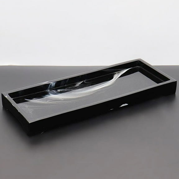 Jewelry Organizer Resin Tray, bathroom and kitchen Dresser Vanity Tray Jewelry Dish Cosmetic Organizer for Candle Perfume Soap Small Plant Holder - Black Medium