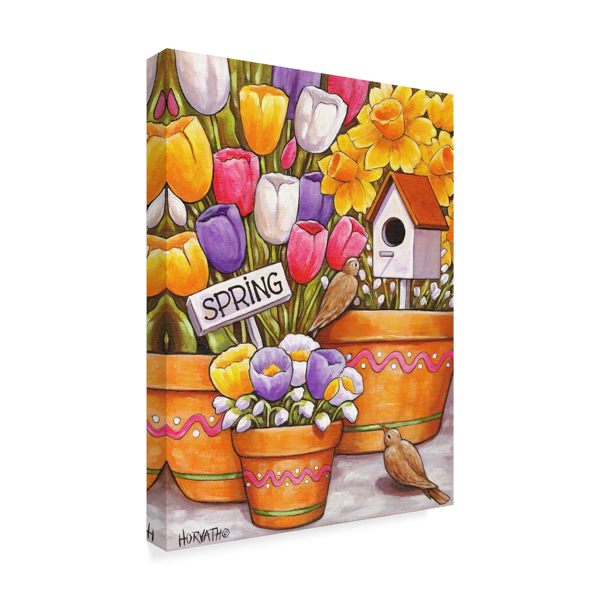 Trademark Fine Art 'Spring Birds Flowers' Canvas Art by Cathy Horvath-Buchanan