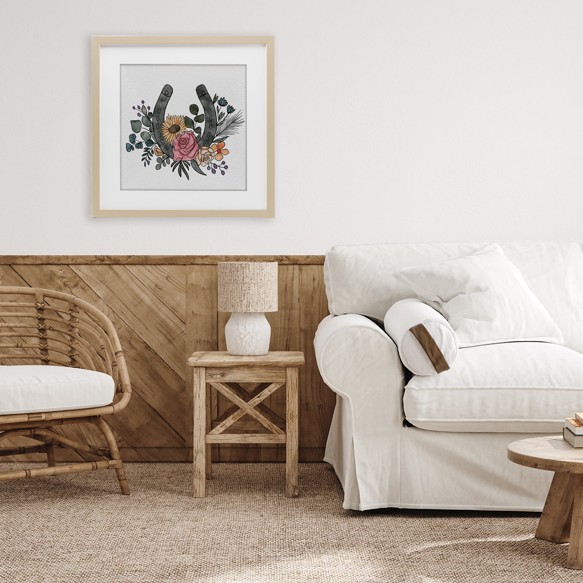 Stupell Industries Boho Floral Horseshoe Birch Framed Print Under Glass, design by Alisha Kiara Design